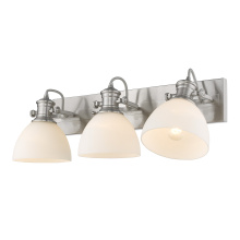 Golden 3118-BA3 PW-OP - Yep by Golden Lighting Hines 3-light Vanity in Pewter and Opal Glass